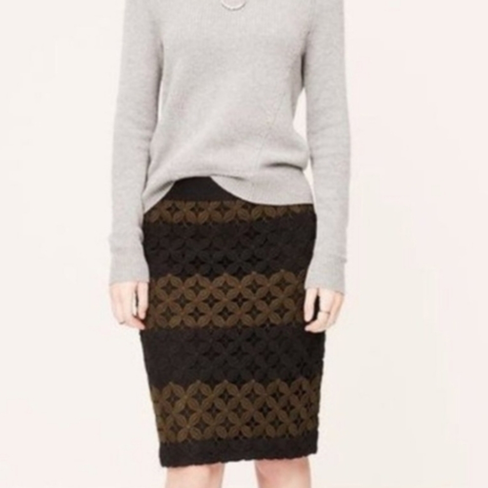 Loft crocheted lace boho pencil skirt size 10P, 10‎ petite new!!!
